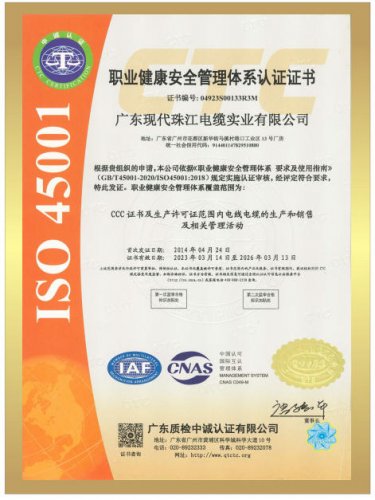 職業(yè)健康安全管理體系認(rèn)證證書(shū)